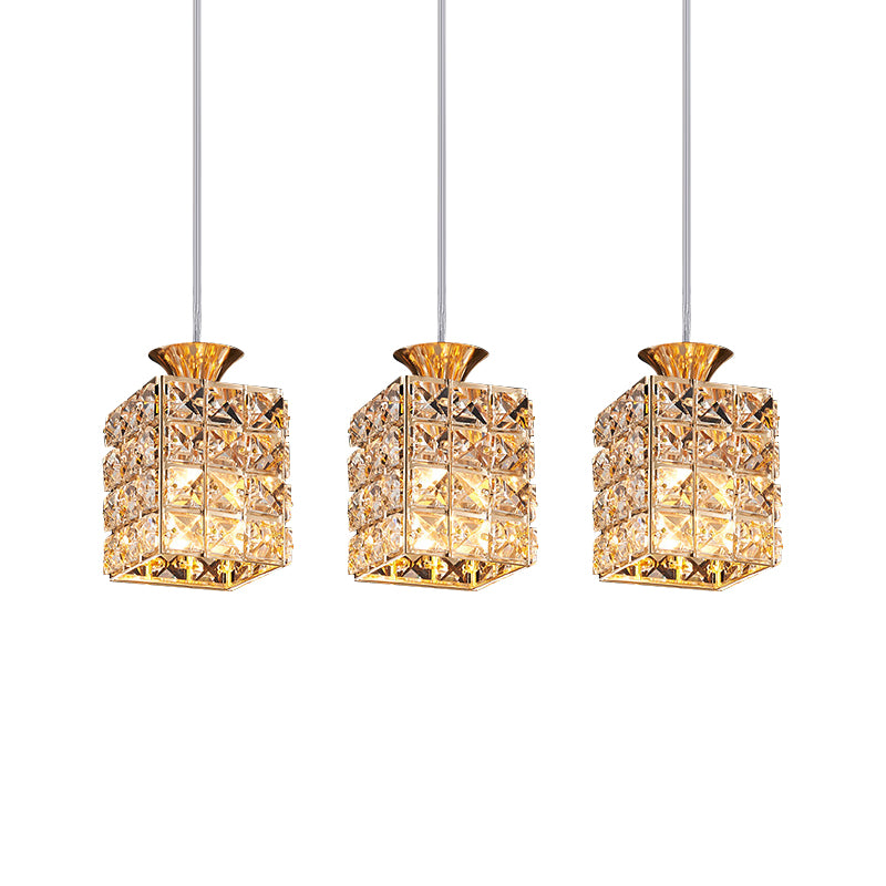 3-Light Crystal Island Pendant With Cutout Linear Design