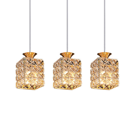3-Light Crystal Island Pendant With Cutout Linear Design