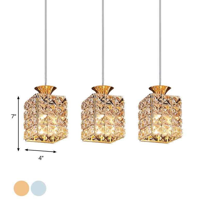 3-Light Crystal Island Pendant With Cutout Linear Design