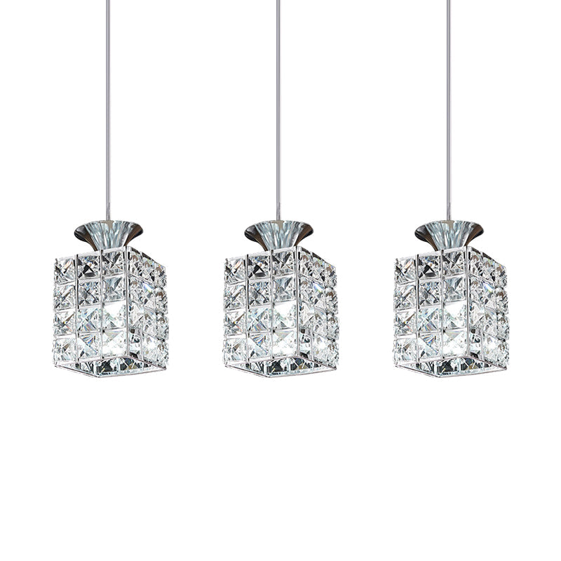 3-Light Crystal Island Pendant With Cutout Linear Design