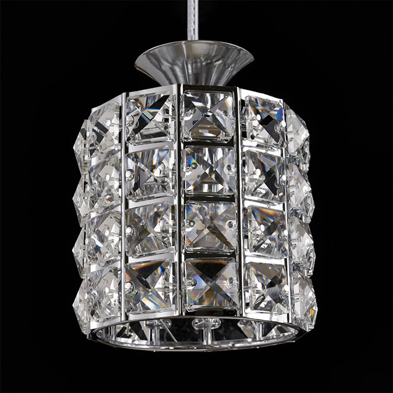Metal Frame Crystal Drum Pendant Light For Balcony Ceiling