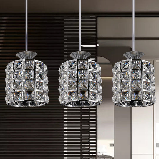 Metal Frame Crystal Drum Pendant Light For Balcony Ceiling