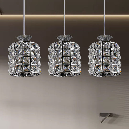Metal Frame Crystal Drum Pendant Light For Balcony Ceiling