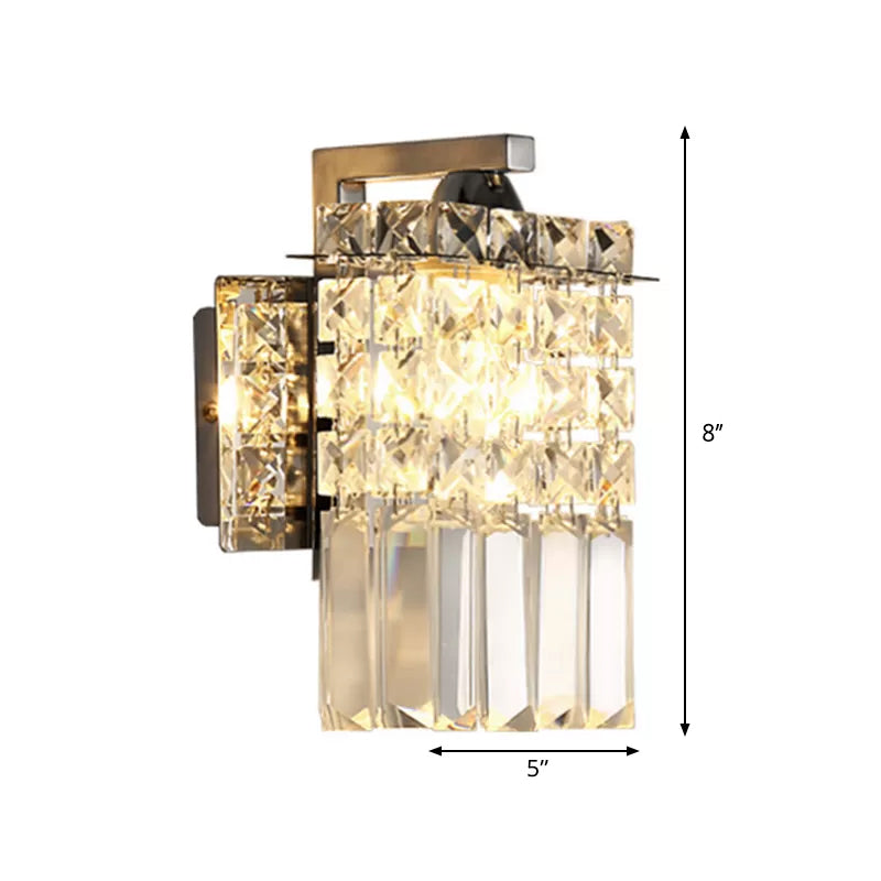 Chrome Rectangle Crystal Wall Sconce With Draping Rods