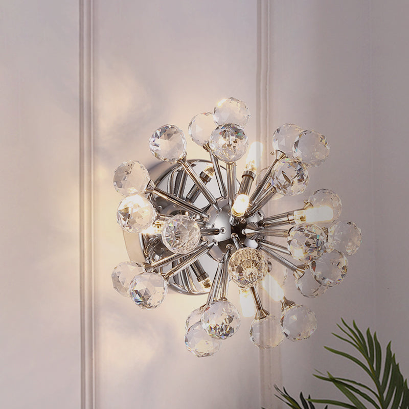 Chrome Sputnik Flushmount Crystal Ball Ceiling Light