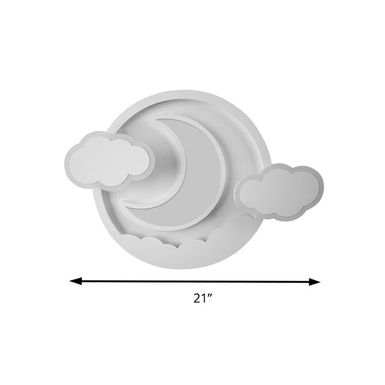 Cartoon White Led Ceiling Mount Light Cloud Deco For Kids Bedroom