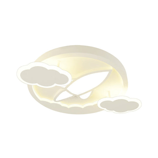 Cartoon White Led Ceiling Mount Light Cloud Deco For Kids Bedroom