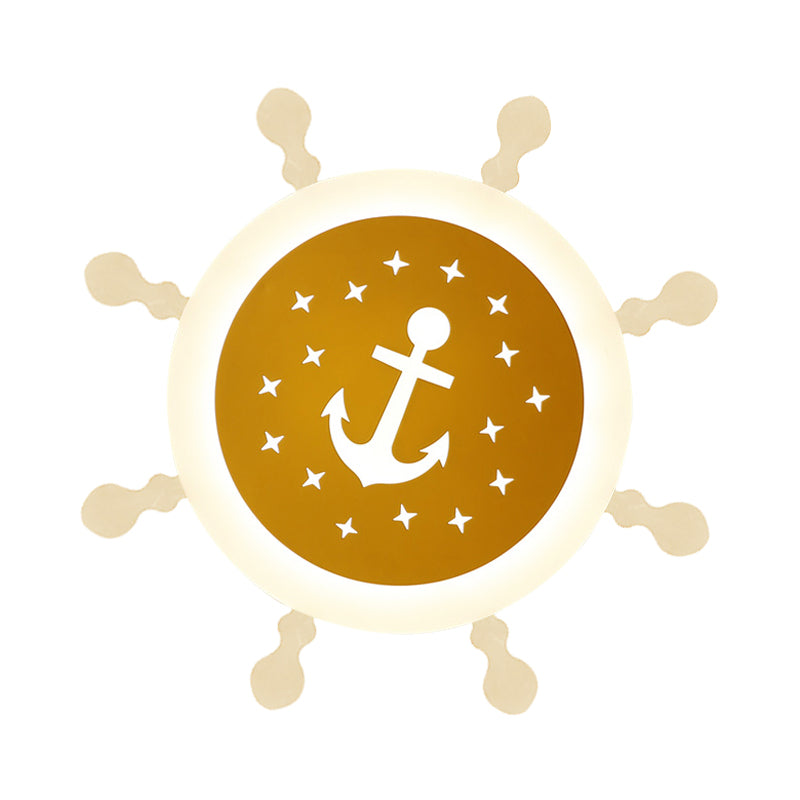 Seaside Anchor Ceiling Light In Yellow For Bedroom - Acrylic Flush Mount Fixture