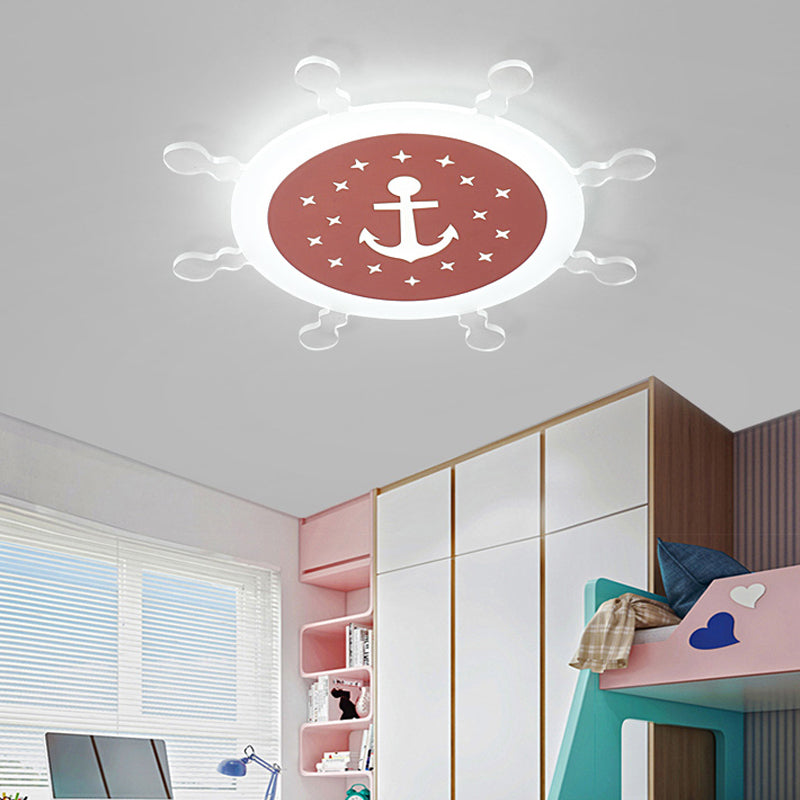 Seaside Anchor Ceiling Light In Yellow For Bedroom - Acrylic Flush Mount Fixture Pink / 18 White