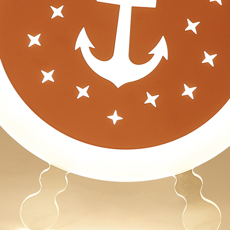 Seaside Anchor Ceiling Light In Yellow For Bedroom - Acrylic Flush Mount Fixture