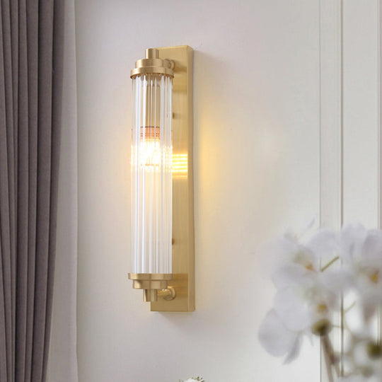 Contemporary Led Crystal Wall Light Fixture For Living Room With Clear Cylinder Pipes