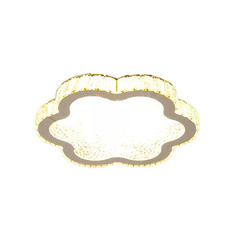 Contemporary Petal Crystal Led Flush Ceiling Light | Stainless-Steel Porch Fixture