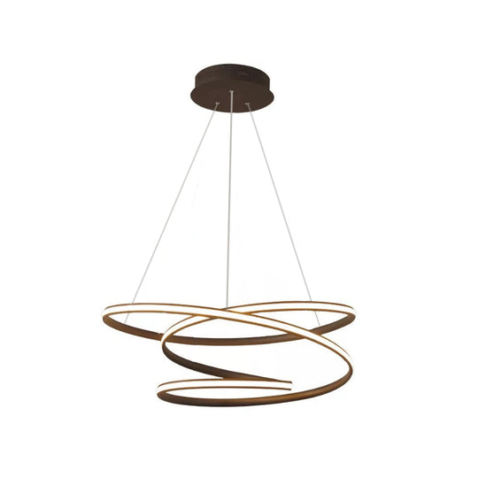 Simplistic Iron Circle Drop Lamp Led Chandelier In Coffee With Warm/White Light