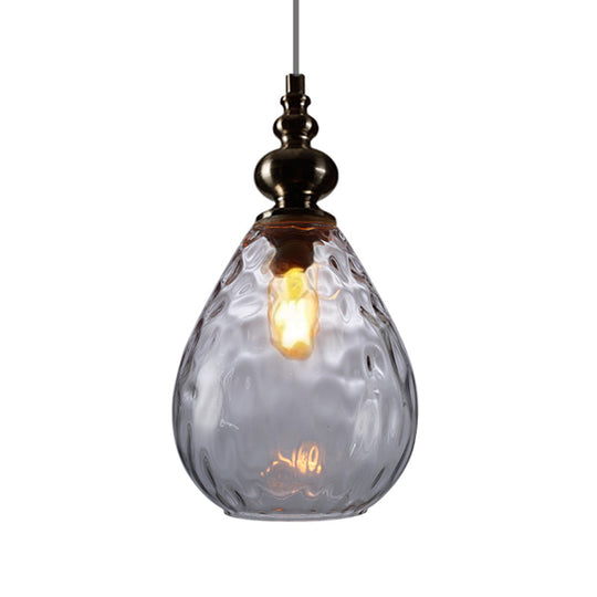 Vintage Raindrop Glass Pendant Lamp With Amber/Clear/Smoke Grey Shades And Flexible Arm