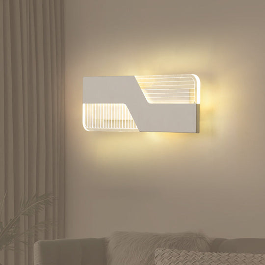 Curved Nordic Led Metal Sconce Lamp: Black/White Wall Mount For Bedside In Warm/White Light White /