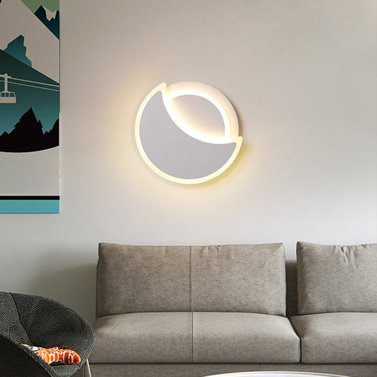 Nordic Led Acrylic Eclipse Wall Sconce In Warm/White Light - Bedroom Lighting