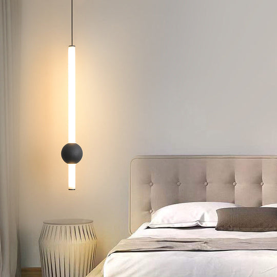 Sword-Shaped Led Hanging Lamp Kit - Modern Acrylic Black/White Suspension Light In Warm/White/3