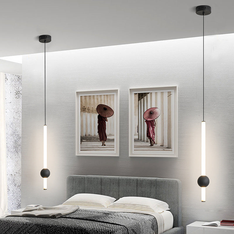 Sleek Sword-Shape Led Hanging Lamp Kit: Simplicity Acrylic | Black/White Warm/White/3 Color Light