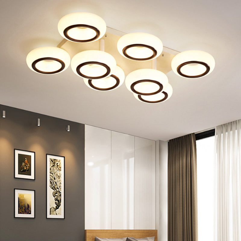 Modern Acrylic Doughnut Ceiling Flush Light With White Led - 3/6 - Head Mount Fixture 6 /