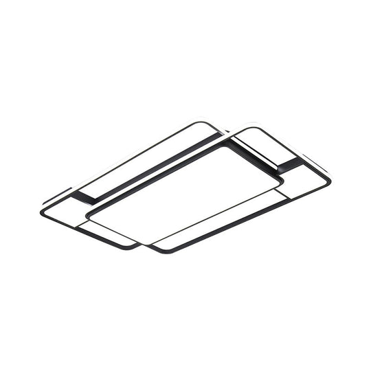 Modern Led Flush Mount Ceiling Lamp: Acrylic Black Square/Rectangle With 3 Color Light Options