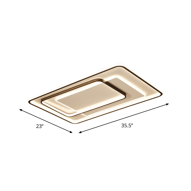 Minimalist Bedroom Led Ceiling Lamp: Multi - Square/Round/Rectangle Flush Light In Black Or White