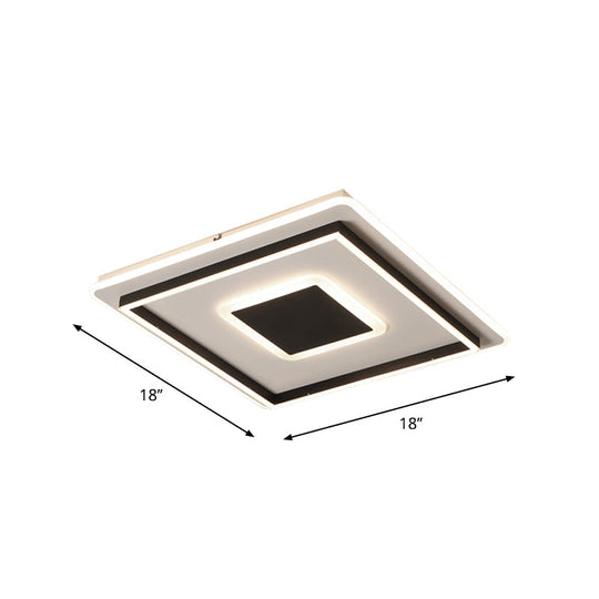 Modern Black Led Flush - Mount Ceiling Lamp With Acrylic Shade - Living Room Light White/3 Color