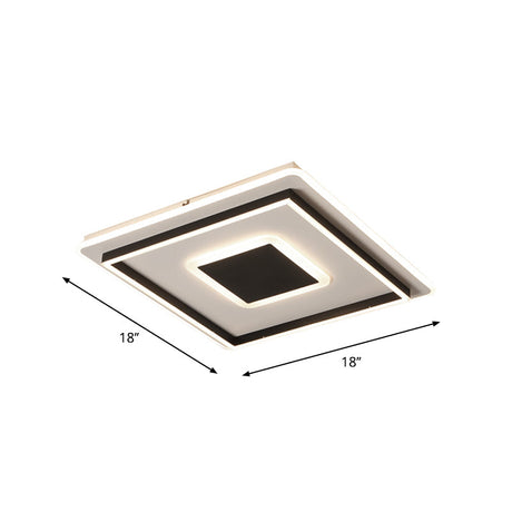 Modern Black Led Flush-Mount Ceiling Lamp With Acrylic Shade - Living Room Light White/3 Color