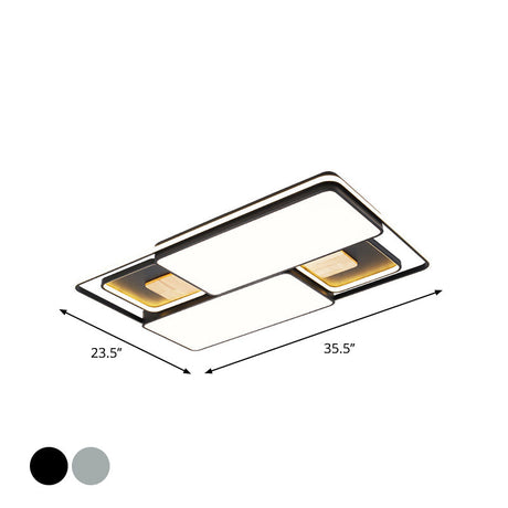 Minimalist Rectangular/Square Led Flushmount Ceiling Light In Grey/Black With Warm/White
