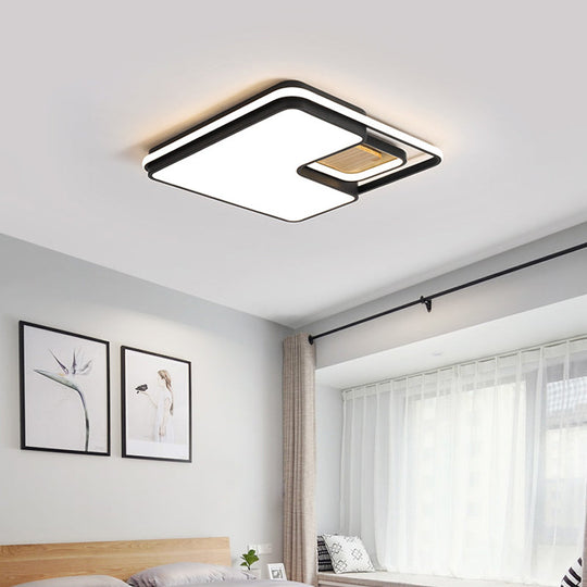 Minimalist Rectangular/Square Led Flushmount Ceiling Light In Grey/Black With Warm/White Black /