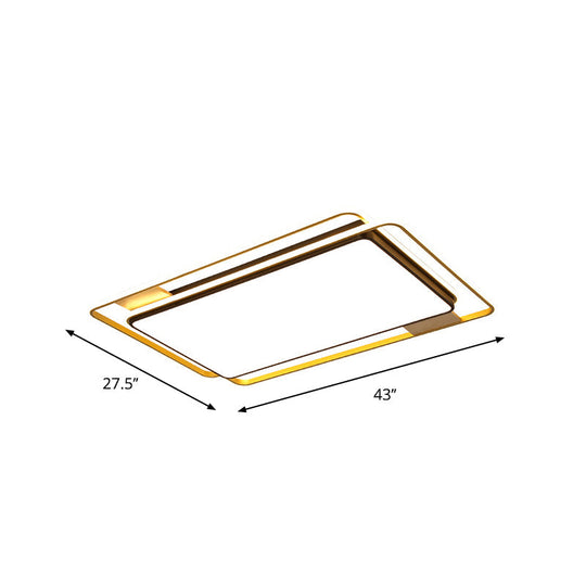 Simple Grey Led Rectangle Flush Mount Light Acrylic Close To Ceiling Lamp Warm/White/3 Color