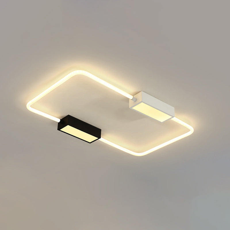 Modern Led Ceiling Mount Lamp: White Round/Square/Rectangular Flush With Acrylic Shade –