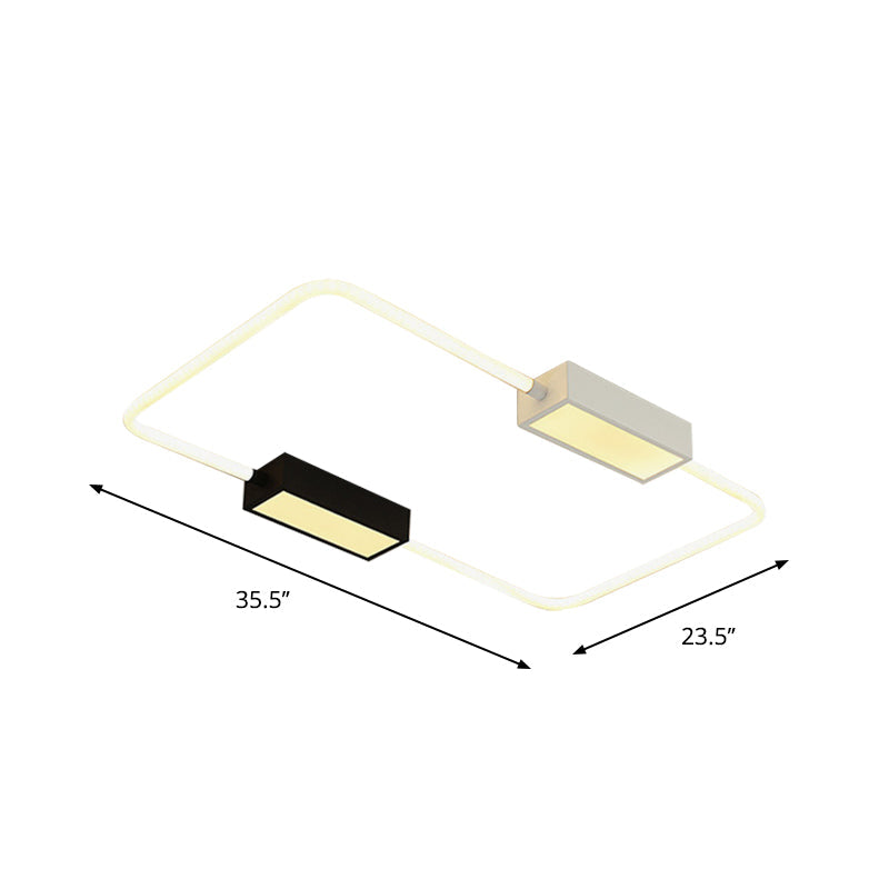 Modern Led Ceiling Mount Lamp: White Round/Square/Rectangular Flush With Acrylic Shade Warm/White