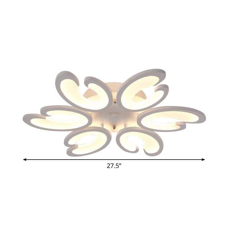 Contemporary Petal Semi Flush Chandelier: Acrylic 6/9/15-Bulb Ceiling Mount Light For Living Rooms