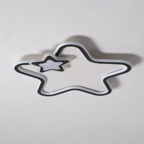 Kids Star Flush Ceiling Light: Cartoon Acrylic Black/Blue/Pink Led Lamp (Warm/White Light)