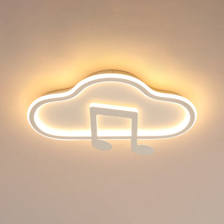 Creative Kids White/Pink Cloud Flush Light Fixture - 19.5/23.5 Wide Led Ceiling Lamp With Warm/White