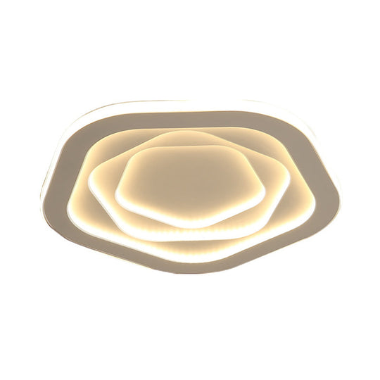Led White Flush Mount Ceiling Lamp With Modern Acrylic Shade - 16/19.5 For Bedroom