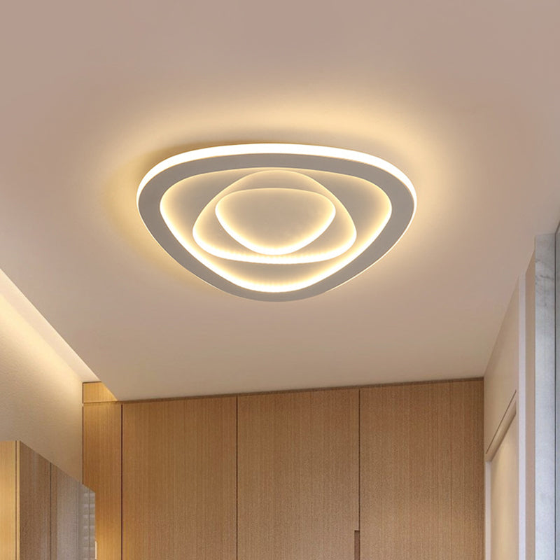 Led White Flush Mount Ceiling Lamp With Modern Acrylic Shade - 16/19.5 For Bedroom