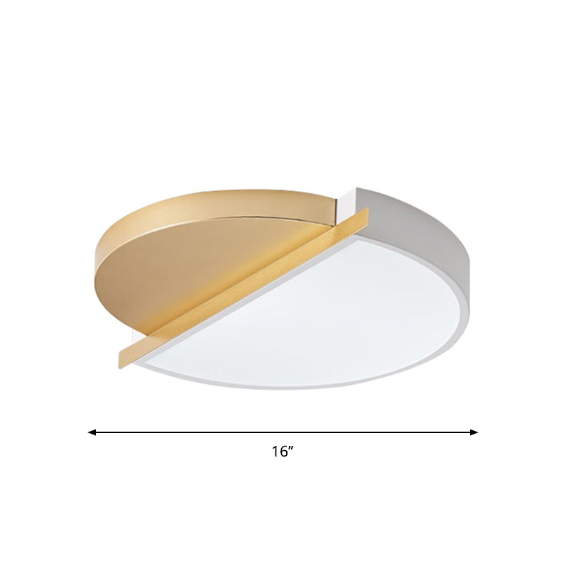 Modern Metal Led Flush Light: Sunrise Design 16’/23.5’ W Round Bedroom Ceiling Mount Lamp In