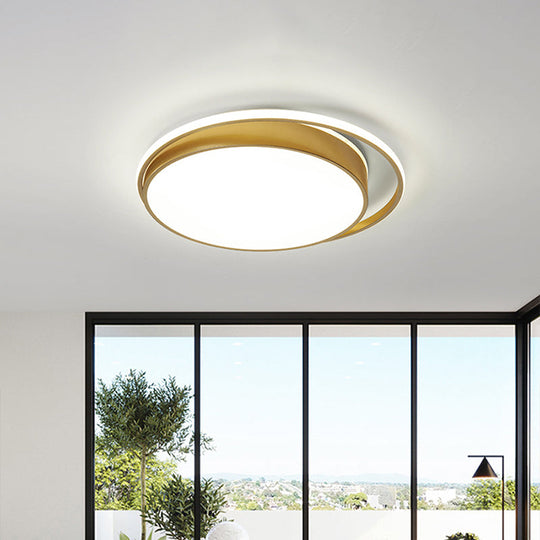 Minimalistic Gold Led Ceiling Fixture With Flush Mount Acrylic Frame 18/21.5 Wide / 18 Round
