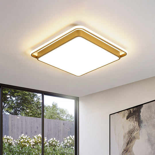 Minimalistic Gold Led Ceiling Fixture With Flush Mount Acrylic Frame 18/21.5 Wide