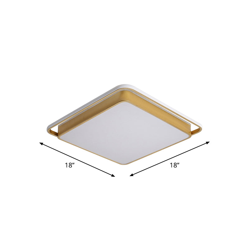 Minimalistic Gold Led Ceiling Fixture With Flush Mount Acrylic Frame 18’/21.5’ Wide