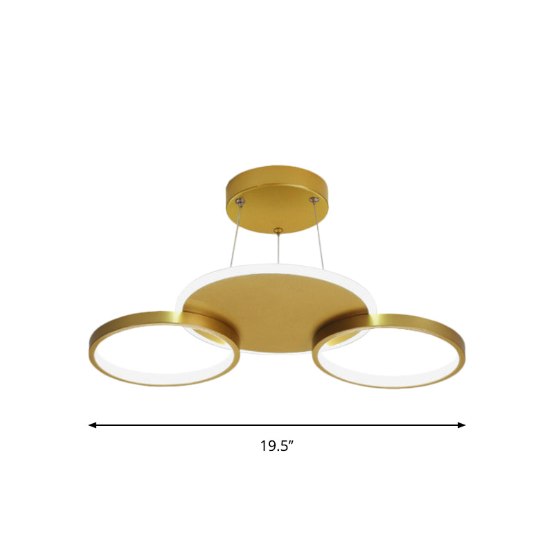 Modern Gold Halo Ring Chandelier - Flush Mount 3/5/6-Light Metal Ceiling Lamp In Warm/White Light