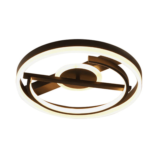 Minimalist Led Circular Hotel Ceiling Mount Lamp - Aluminum Flush Light In Black/White 16/19.5 Dia