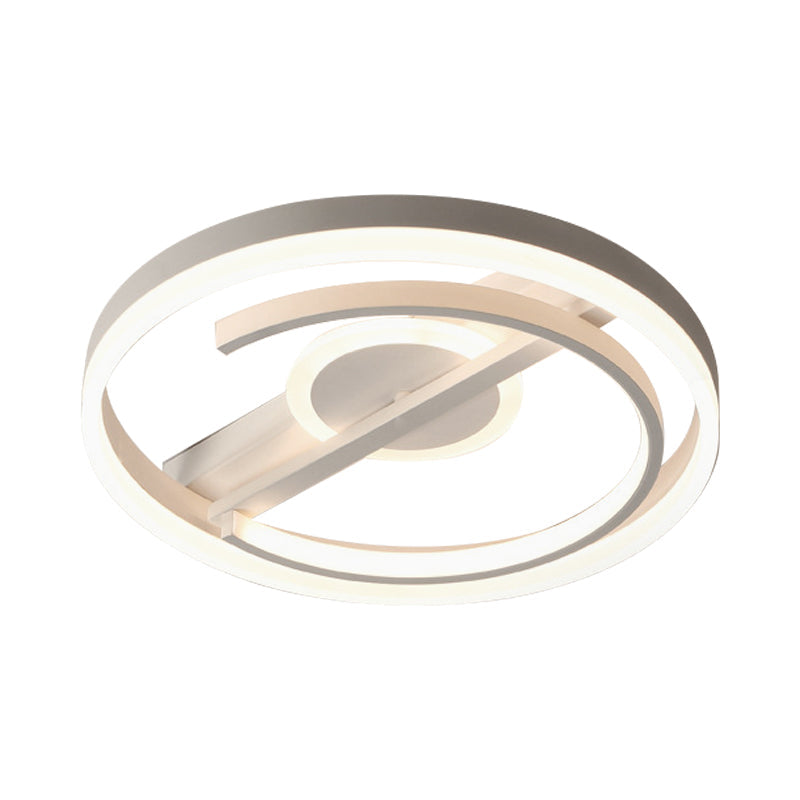 Minimalist Led Circular Hotel Ceiling Mount Lamp - Aluminum Flush Light In Black/White 16’/19.5’ Dia