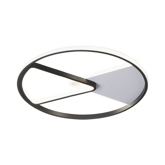 Metallic Round Slim Ceiling Light With Simple Black Design And Led Flush Mount - Warm/White Option