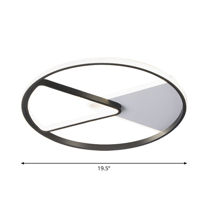 Metallic Round Slim Ceiling Light With Simple Black Design And Led Flush Mount - Warm/White Option