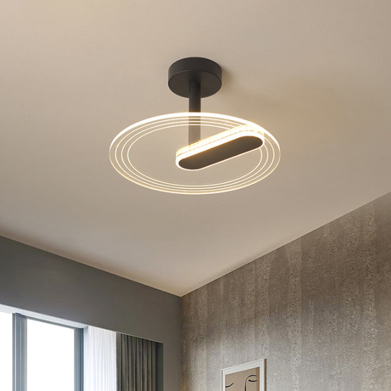 Led Acrylic Time Clock Flush Mount Ceiling Light For Bedroom - Black/Gold Simplicity