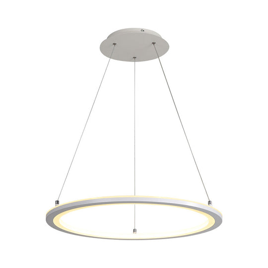 Minimalist White Led Pendant Lamp: Acrylic Kitchen Chandelier Circular Design Multiple Sizes