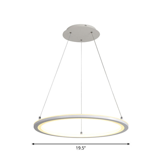 Minimalist White Led Pendant Lamp: Acrylic Kitchen Chandelier Circular Design Multiple Sizes
