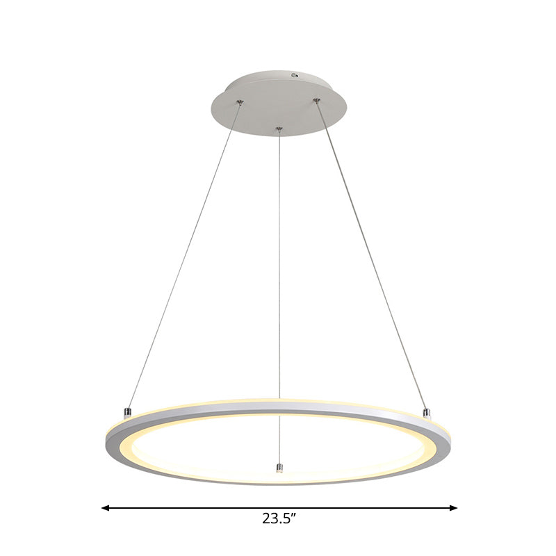 Minimalist White Led Pendant Lamp: Acrylic Kitchen Chandelier Circular Design Multiple Sizes